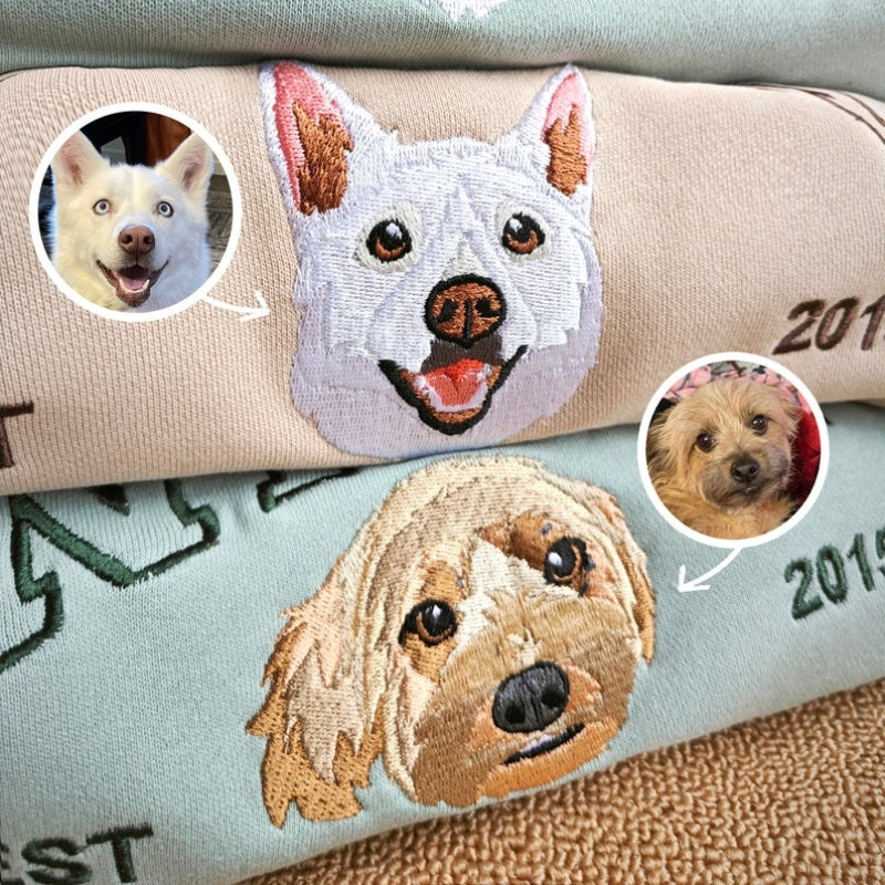 Custom Pet Portrait Embroidered Sweatshirt