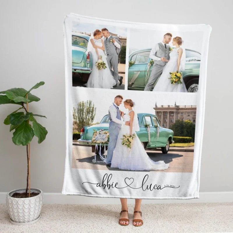 Personalized Multi-Photo Blanket for Couples