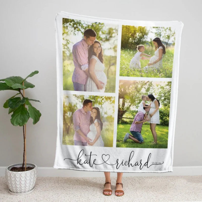 Personalized Multi-Photo Blanket for Couples