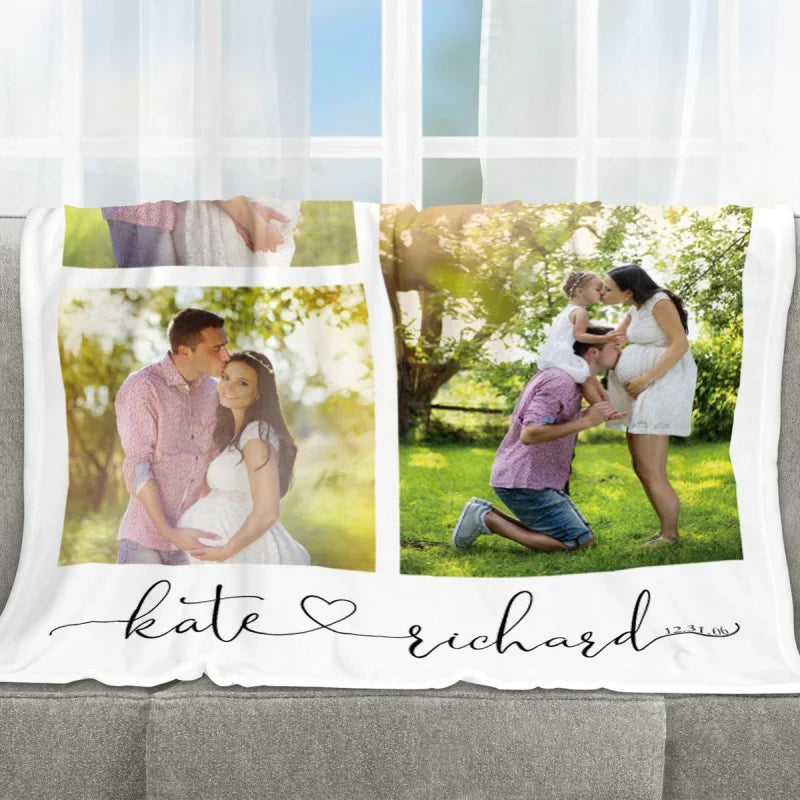 Personalized Multi-Photo Blanket for Couples