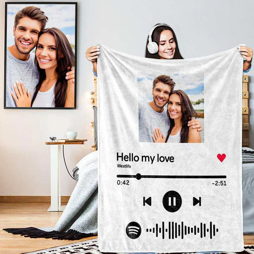 Custom Music and Photo Starlight Blanket A003