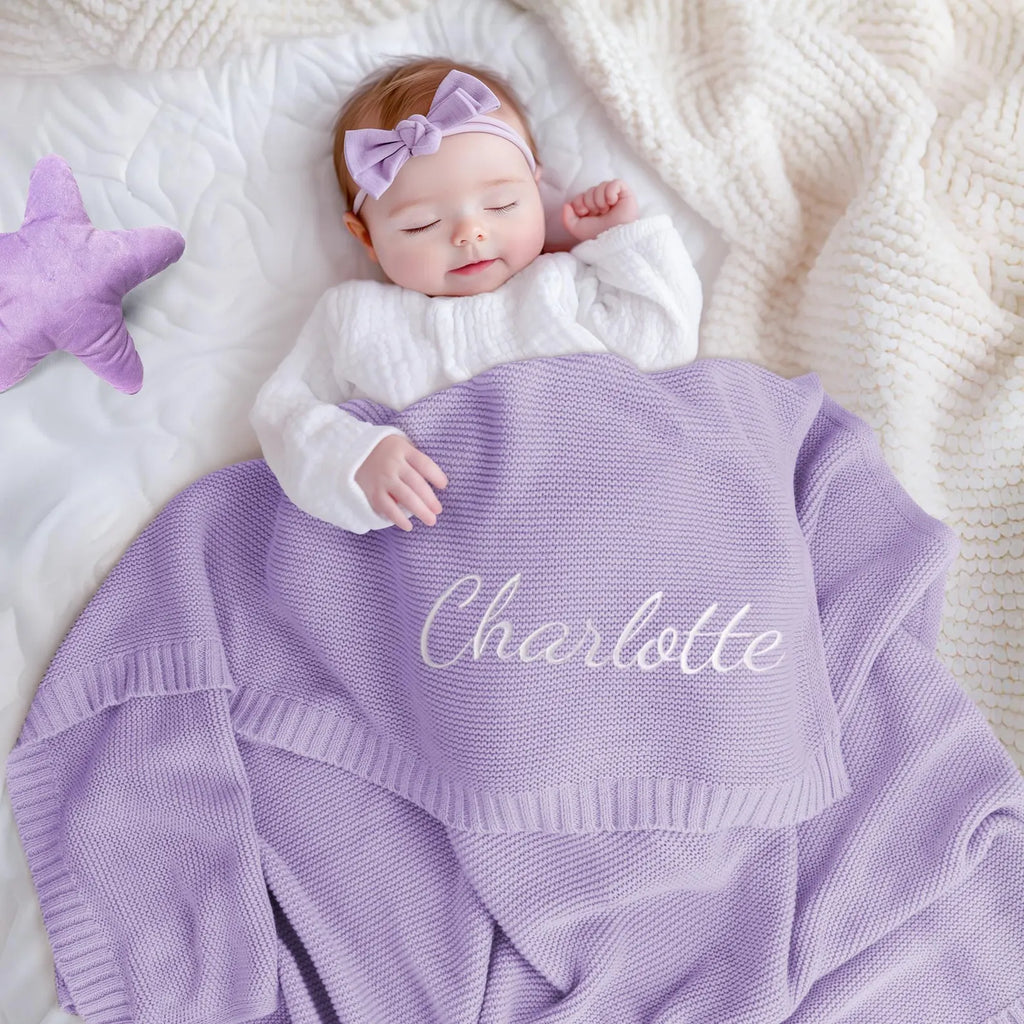 Personalized Baby Gift, Soft Cotton Knit baby blanket