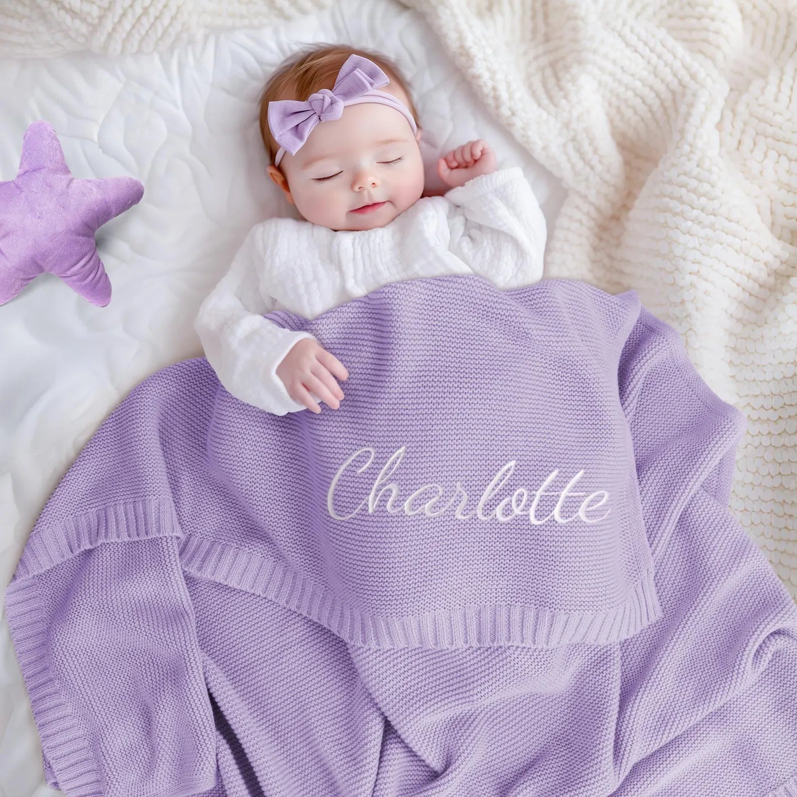 Personalized Baby Gift, Soft Cotton Knit baby blanket