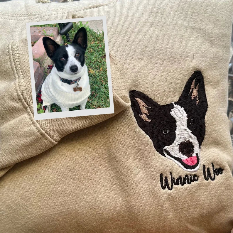 Custom Pet Portrait Embroidered Sweatshirt